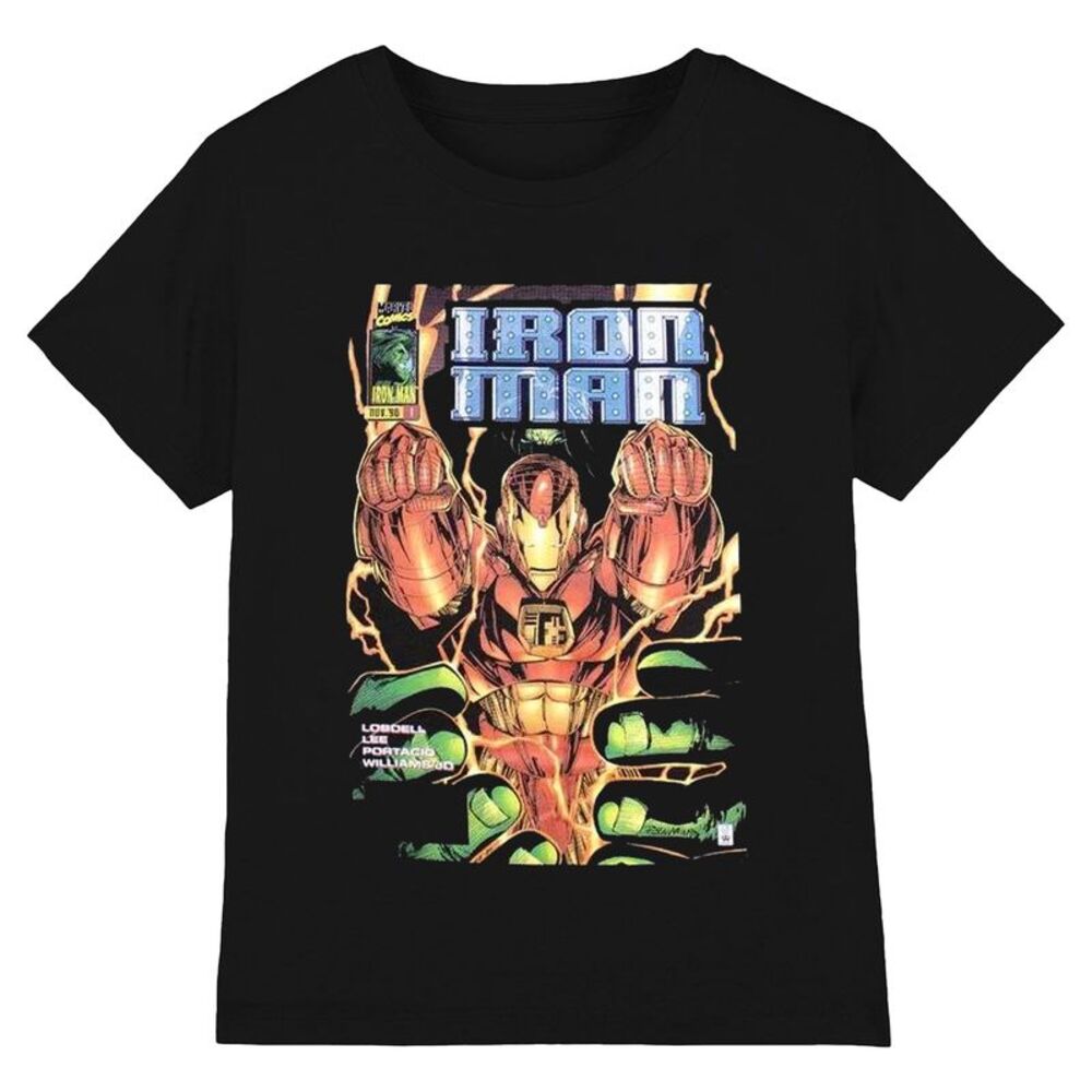 Iron Man Unisex Adult Iron Man Fist Comic Cover T-Shirt / Black